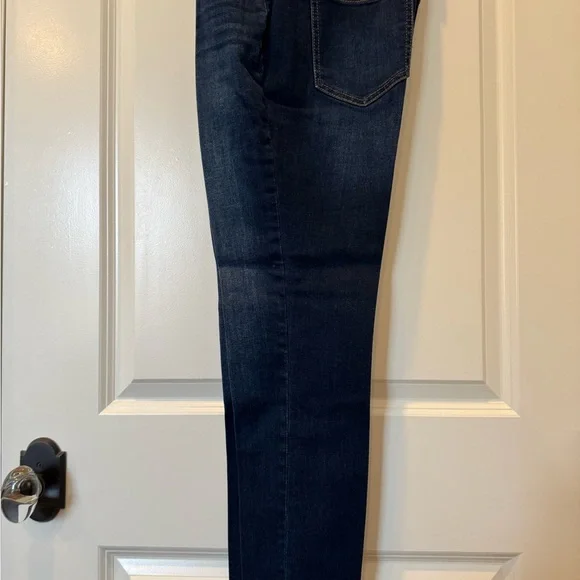 Chico's Dark Blue Skinny Ankle Jeans with Tan Stitching - Picture 4 of 6